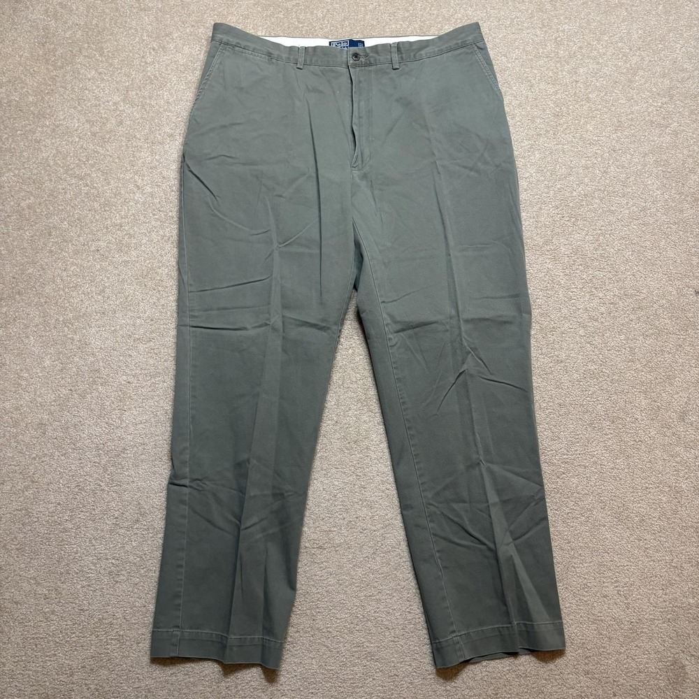 Vtg Polo Ralph Lauren Pleated Chino Pants Mens 40x32 Green Classic Fit Cotton